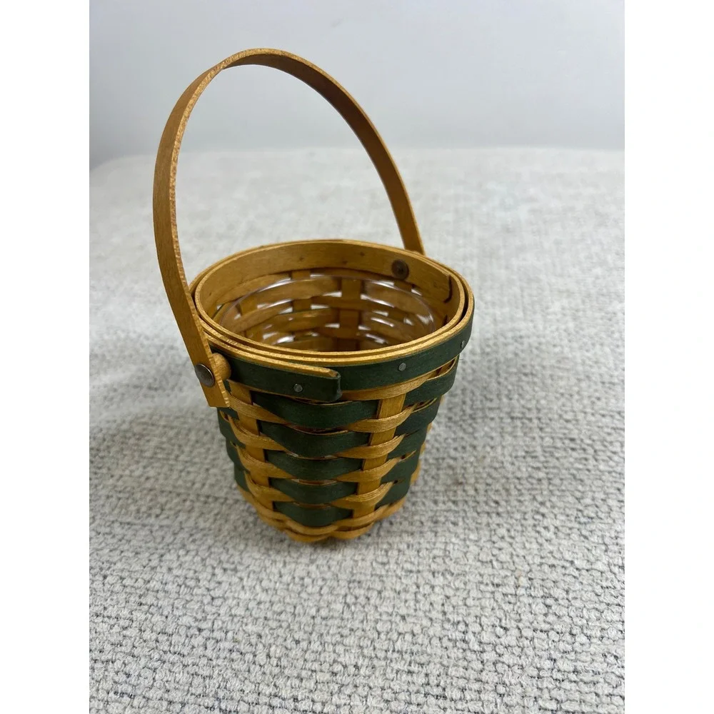 Longaberger 2007 Tree Trimming‎ Miniature Basket with Protector Green Accent